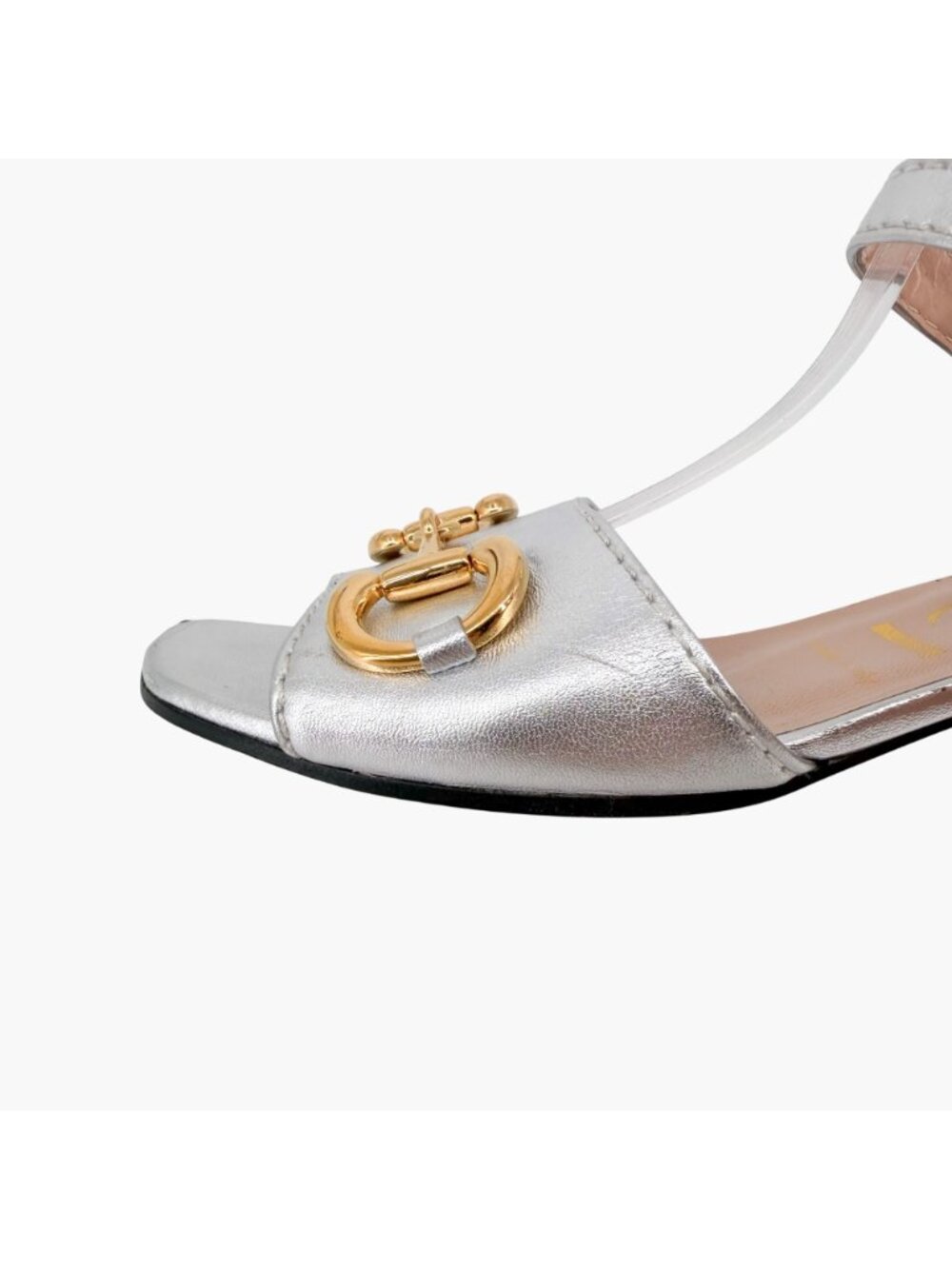 Gucci Baby Horsebit Sandals Metallic Silver Leather Size 38.5 US 8.5 Women Flat - Picture 9 of 15